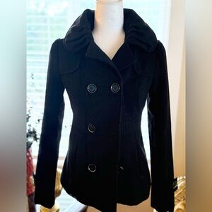 Hydraulic Black Double-Breasted Pea Coat
